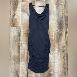 Kut from the Kloth Navy Draped Midi Dress